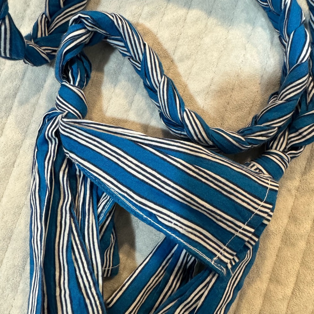 Rhode Blue and White Striped Braided Belt for Ella Dress - Picture 2 of 2